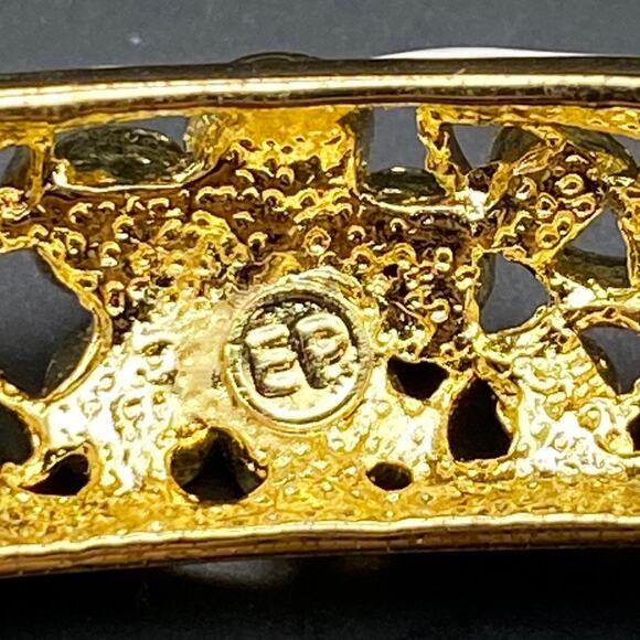 Vintage ERWIN PEARL Bracelet 10K GP White Enamel Crystal Linked Panels RARE - Picture 9 of 10